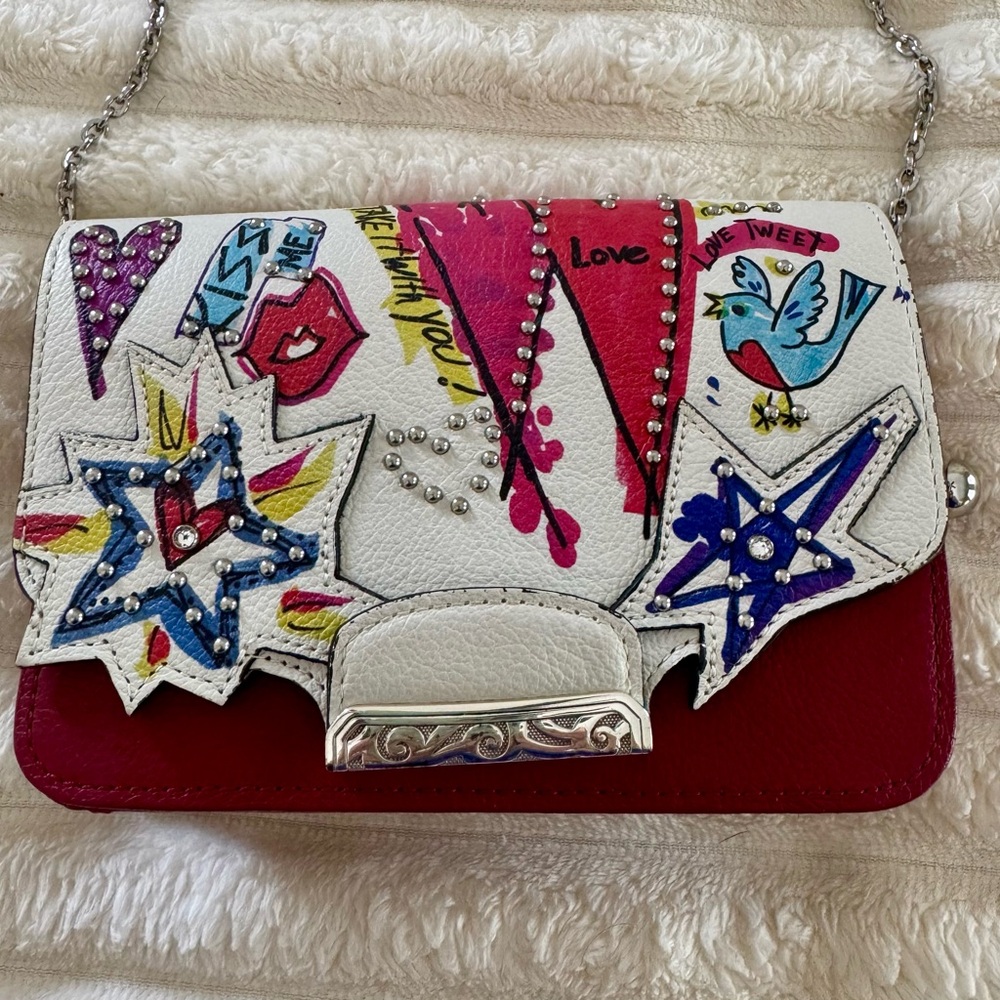 BRIGHTON Mini-Ginger Bag Purse W/ LOVE SCRIBBLE Snappy Flap